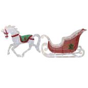 Cheval avec traîneau illuminé Holiday Living à 200 lumières DEL, blanc et rouge