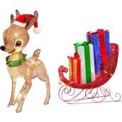 Holiday Living Lighted Fawn with Sleigh