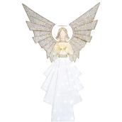 CELEBRATIONS BY L&CO 61-in White and Gold Freestanding Angel with 120 Warm and Cool White Steady LED Lights