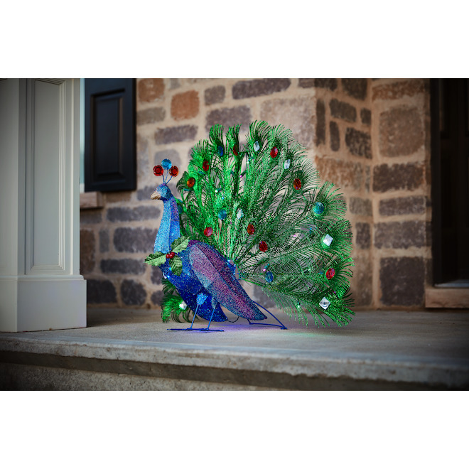 Holiday Living 1-Pack 24-in Freestanding Peacock Decoration with ...