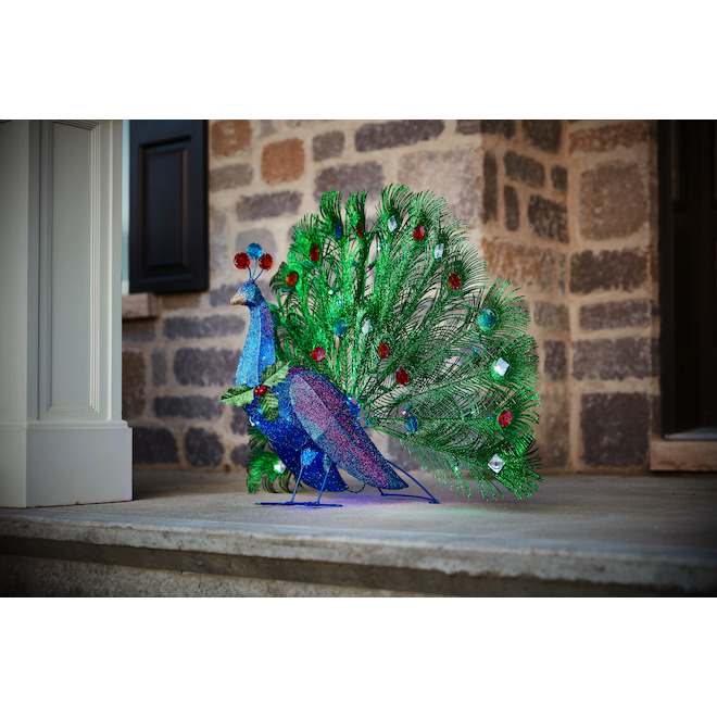 lighted peacock lawn decoration