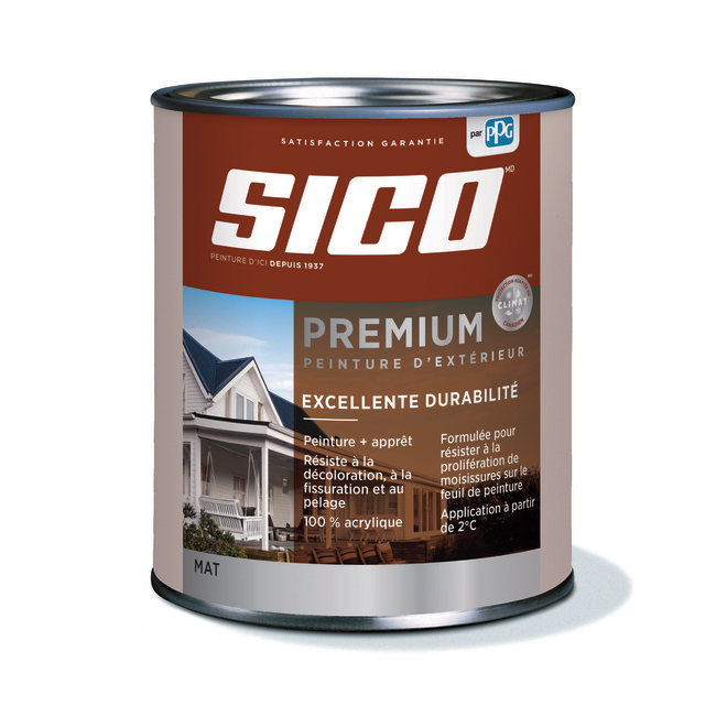 Peinture et apprêt d'extérieur Sico Premium, mat, blanc naturel, opaque, 927 ml