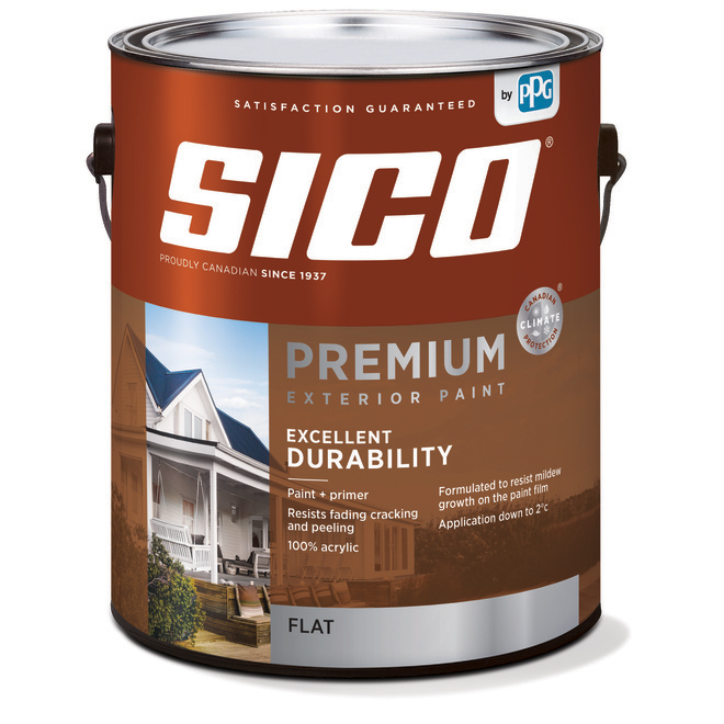 Sico Premium Exterior Paint and Primer - Flat - Natural White - Opaque - 3.7 L