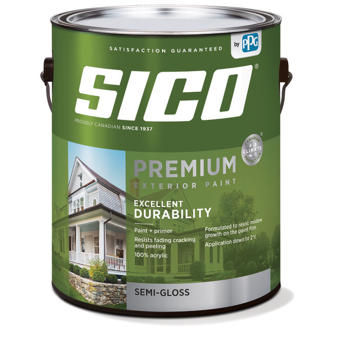 Sico Premium Exterior Paint and Primer - Semi Gloss - Natural White - Opaque - 3.78 L