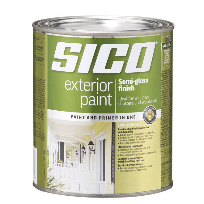 Sico Exterior Paint and Primer - Semi Gloss - Medium Base - Opaque - 899 ml