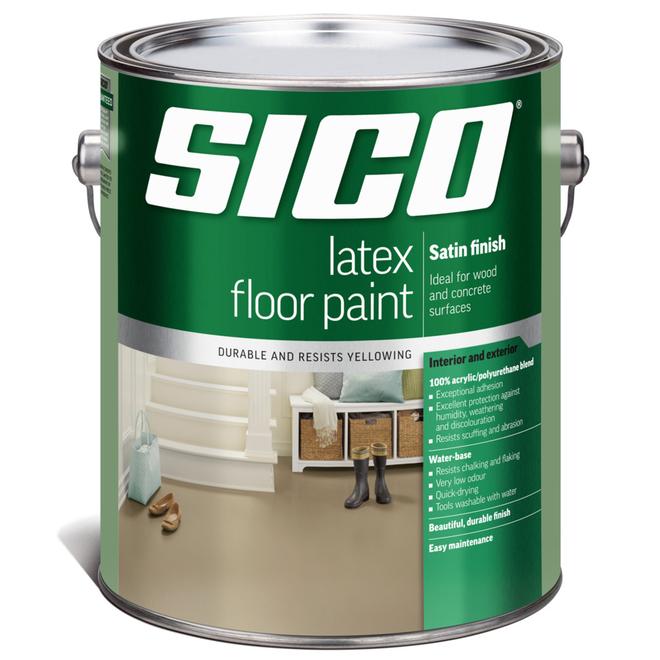 Sico Acrylic Latex and Polyurethane Floor Paint for Wood and Concrete - Satin - Base 1 - 3.7 L