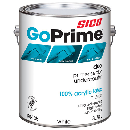 SICO GoPrime Primer-Sealer and Undercoat -100% Acrylic Latex- 3.78-L - White