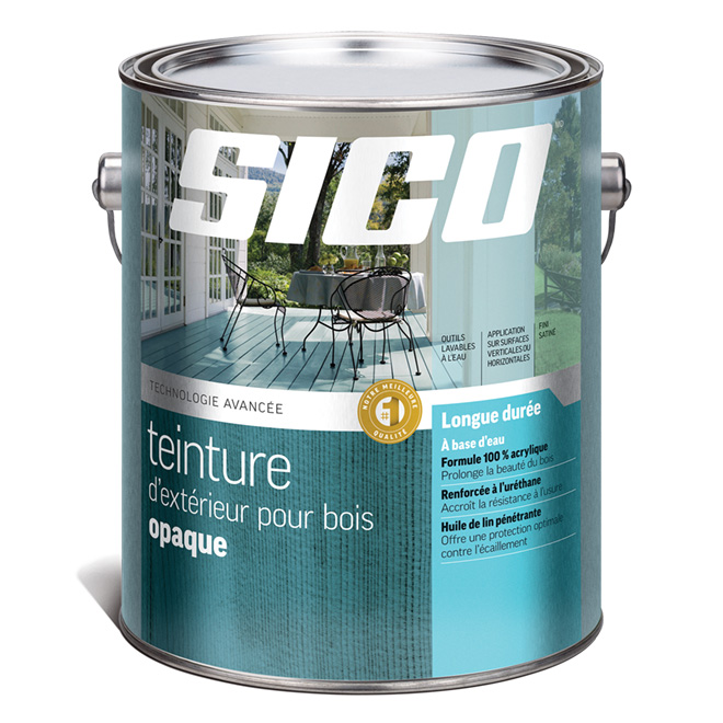 Teinture d'extérieur pour bois Sico, base neutre, satiné, 3,5 L