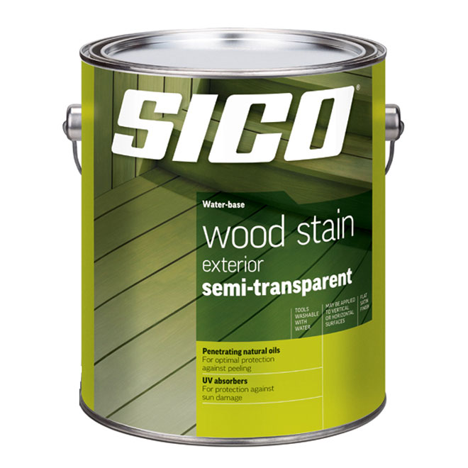 Sico Exterior Water-Based Wood Stain - Semi-Transparent - Tinted Base - Satin - 3.78-L