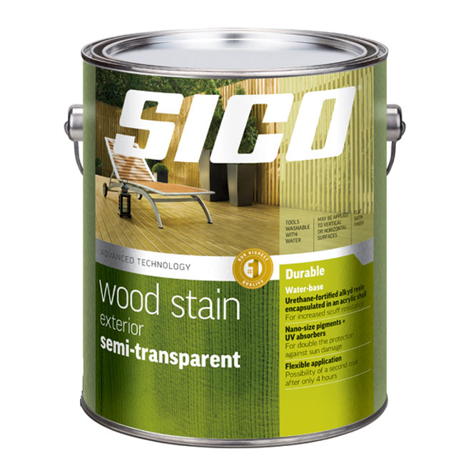 Sico Exterior Water-Based Wood Stain - Semi-Transparent - Redwood - Satin - 3.78-L