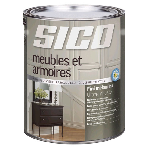 Peinture d'intérieur pour meubles et armoires Sico, 946 ml, fini mélamine, blanc pur