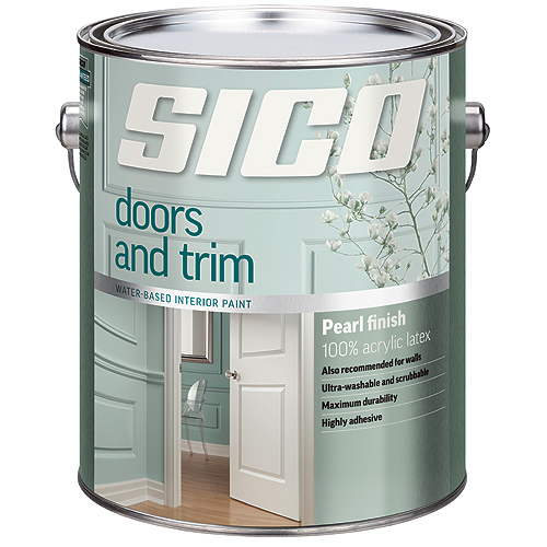 SICO Interior Paint for Doors and Trim - 100% Acrylic Latex - Pearl Finish - 3.78-L - Pure White