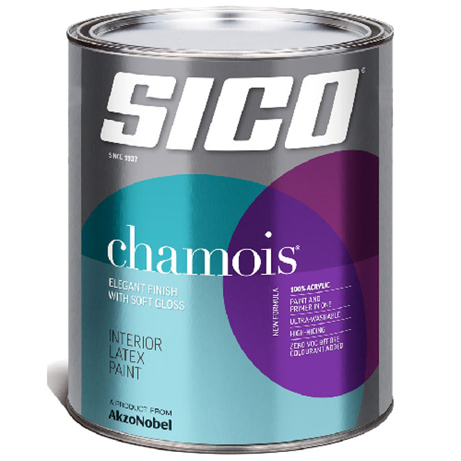 SICO Chamois Interior Paint - 100% Acrylic Latex - Ypure White - Soft Gloss Finish - 1-L