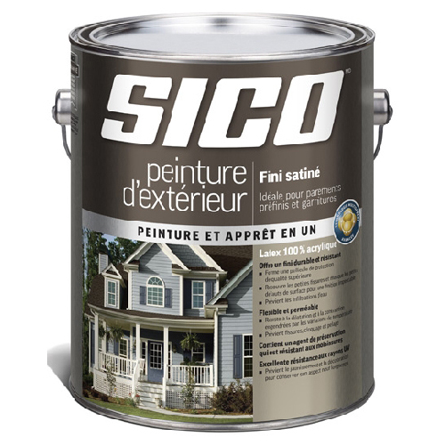 Peinture et apprêt d'extérieur pour bois Sico, satiné, blanc pur, opaque, 946 ml