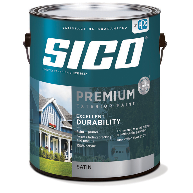 Sico Premium Paint and Primer for Exterior Wood - Satin - Base 1 - Opaque - 3.78-L