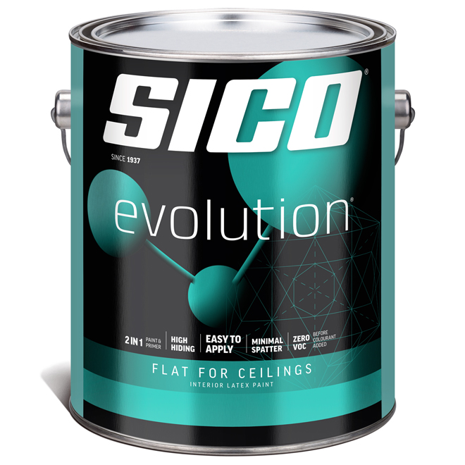 SICO Evolution Latex Paint and Primer - Flat for Ceilings - 3.78-L - White