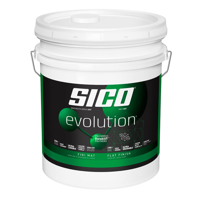 Peinture et apprêt d'intérieur SICO Evolution au latex, fini mat, 18,9 L, base 1