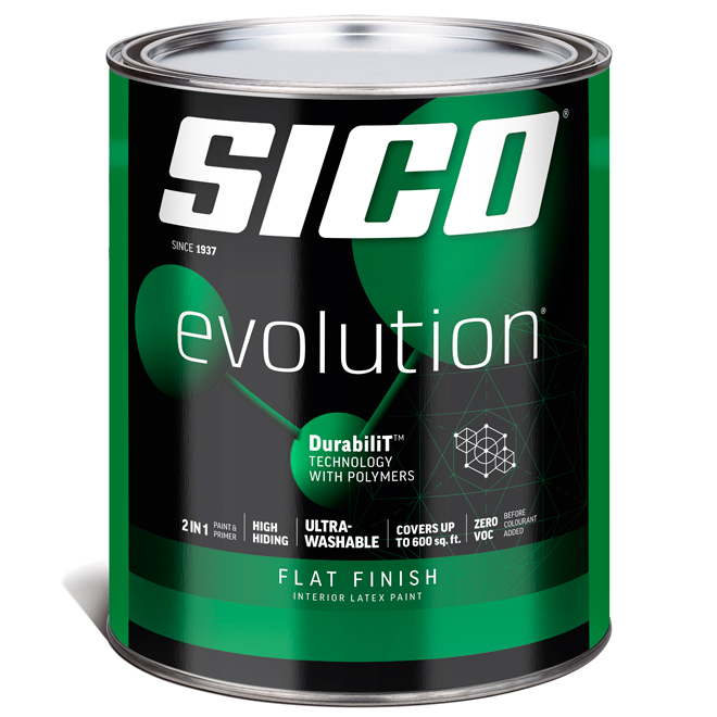 SICO Evolution Interior Latex Paint and Primer - Flat Finish - 946-ml - Base 2