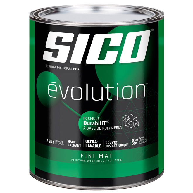 Peinture et apprêt d'intérieur SICO Evolution au latex, fini mat, 946 ml, base 4