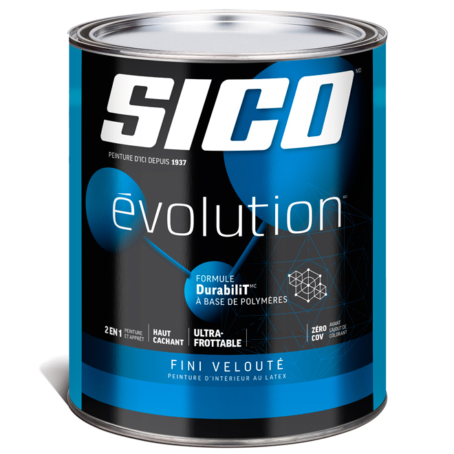 Peinture et apprêt d'intérieur SICO Evolution, fini velouté, 946 ml, blanc pur