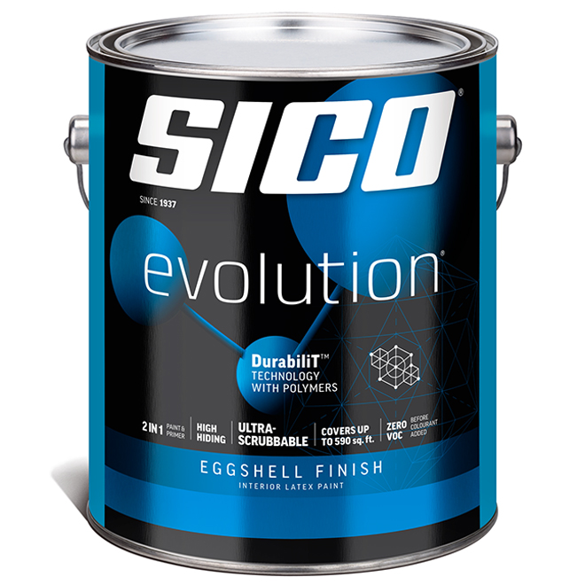 SICO Evolution Interior Paint and Primer - Eggshell Finish - 3.78-L - Pure White
