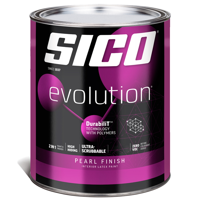 SICO Evolution Interior Paint and Primer - Pearl Finish - 946-ml - Pure White