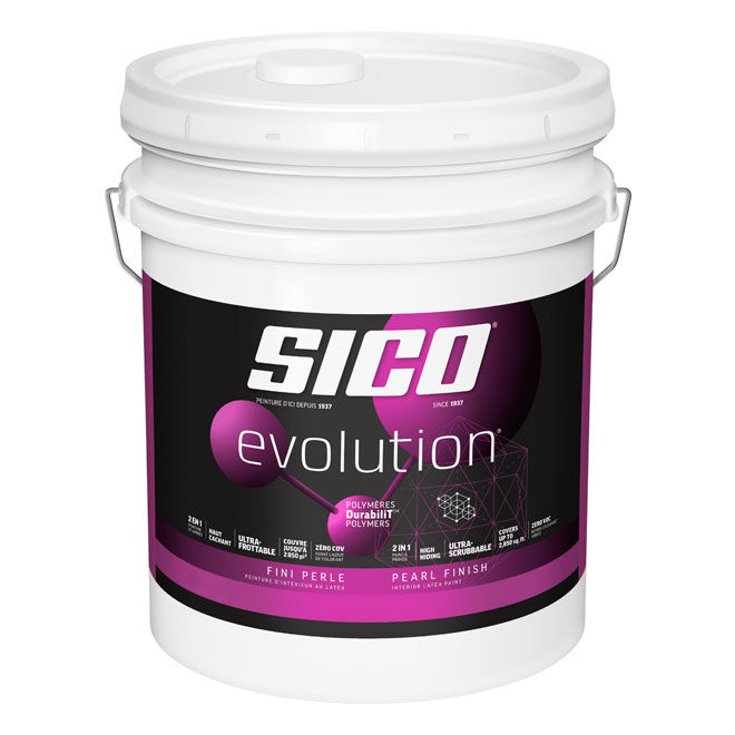 Peinture et apprêt d'intérieur SICO Evolution, fini perle, 18,9 L, blanc pur