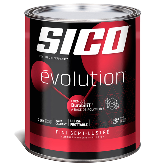 Peinture et apprêt d'intérieur SICO Evolution, fini semi-lustré, 946 ml, base 1