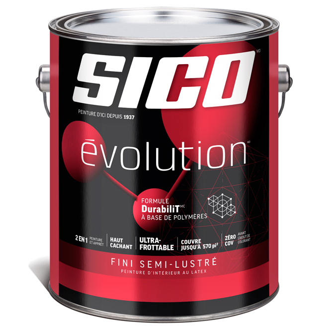 Peinture et apprêt d'intérieur SICO Evolution, fini semi-lustré, 3,78 L, base 1