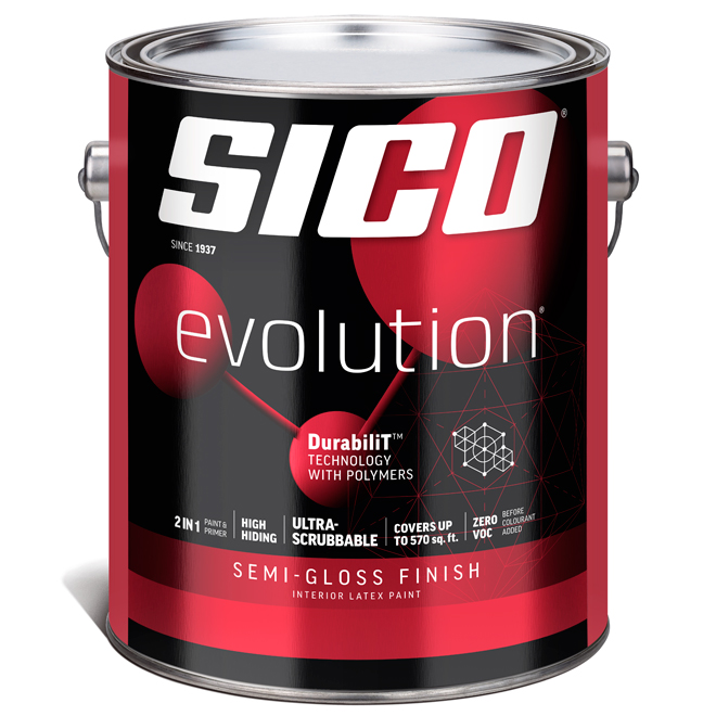 SICO Évolution Semi-Gloss Finish Medium-Base Interior Latex Paint and Primer - 3.78-L