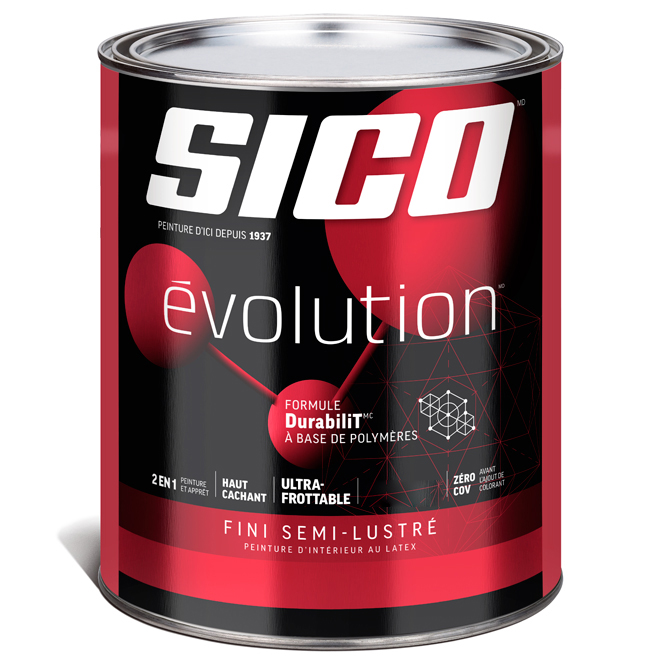 Peinture et apprêt d'intérieur SICO Evolution, fini semi-lustré, 946 ml, base 3
