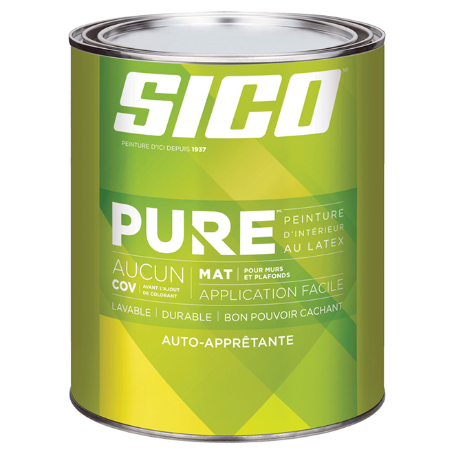 Peinture d'intérieur SICO Pure au latex, fini mat, 946 ml, base neutre