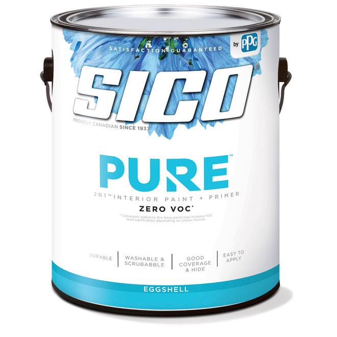SICO Pure Interior Latex Paint - Velvet/Eggshell Finish - 3.78-L - Tintable White