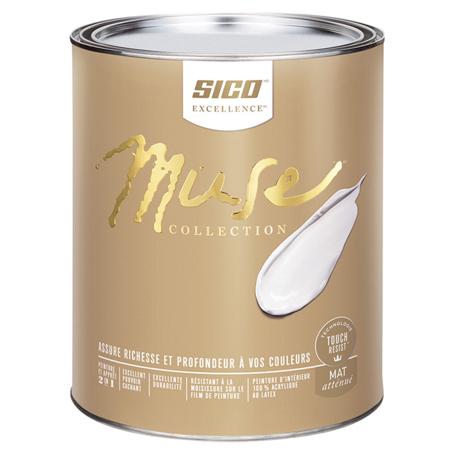 Peinture et apprêt d'intérieur SICO Muse au latex, mat atténué, 946 ml, base 2