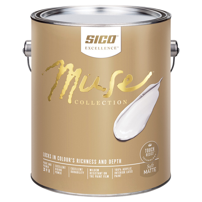 SICO Muse Interior Latex Paint and Primer - Soft Matte Finish - 3.78-L - Base 2