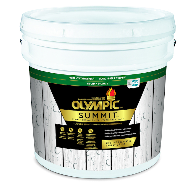 Teinture et scellant deux-en-1 Olympic Summit, opaque, base 1, 11,3 L