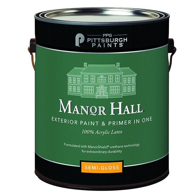 Manor Hall Exterior Paint and Primer in One SemiGloss Midtone Base