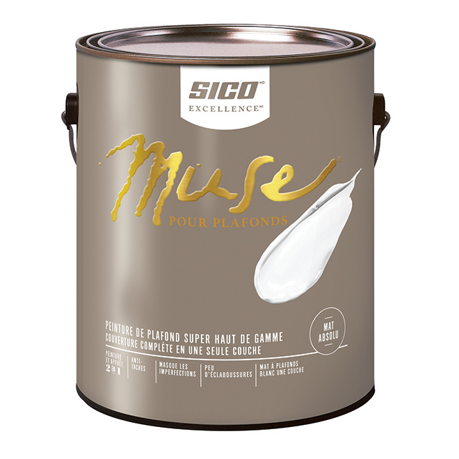 SICO Muse Ceiling Paint and Primer - Matte Finish - White - 3.78-L