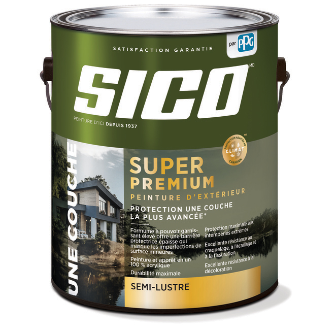 Peinture extérieure SICO Super Premium - Fini semi-lustré - Base 3 - 3,78 L