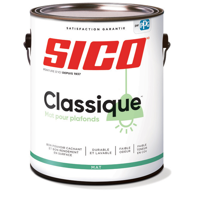 Peinture d'intérieur SICO Classique en latex pour plafonds, fini mat, 3,78 l, blanc