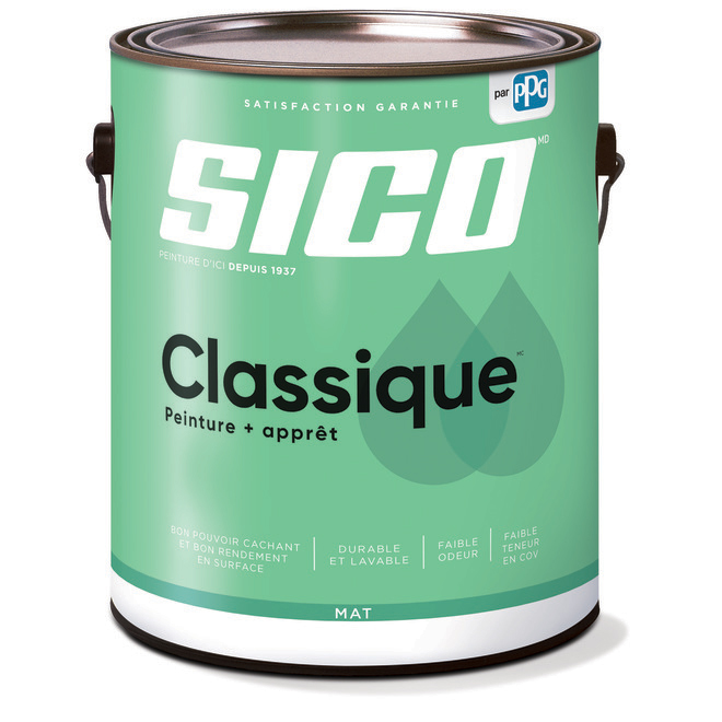 Peinture et apprêt d'intérieur SICO Classique en latex, fini mat, 3,78 ...