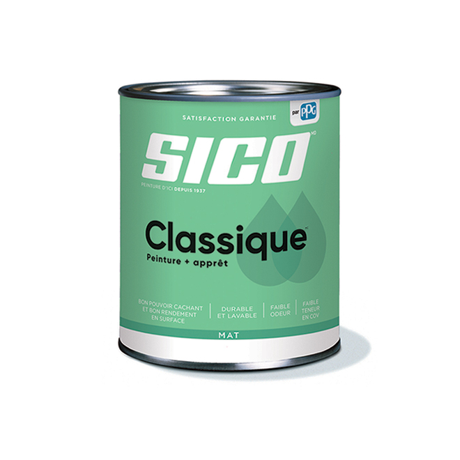 Peinture et apprêt d'intérieur SICO Classique en latex, fini mat, 946 ml, base neutre