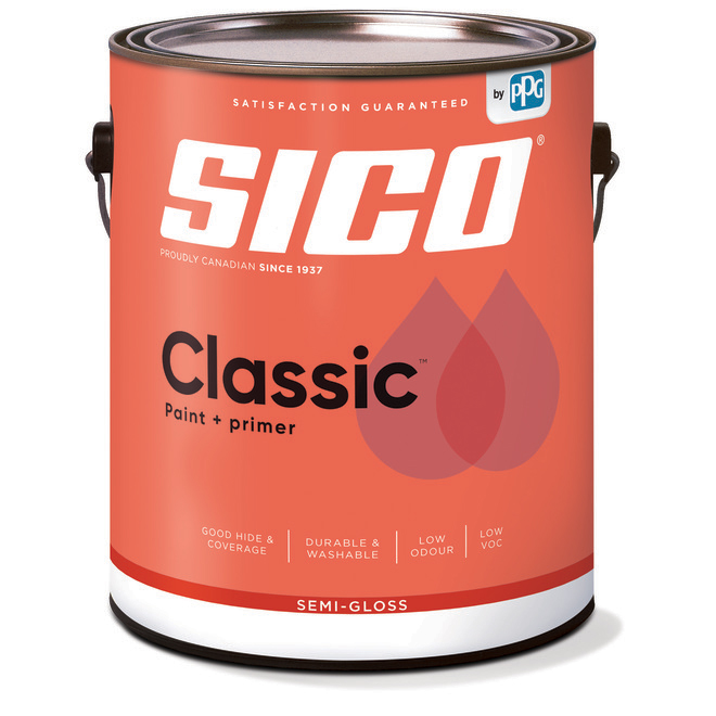 SICO Classic Interior Paint and Primer - Latex - Semi-Gloss Finish - 3.78-L - Medium Base
