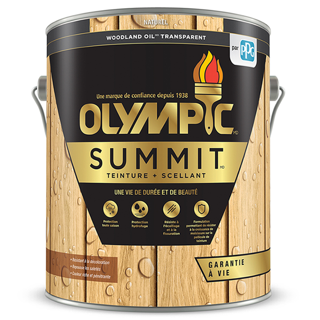 Teinture + scellant transparent Olympic Summit Woodland Oil, 3,78 L, naturel