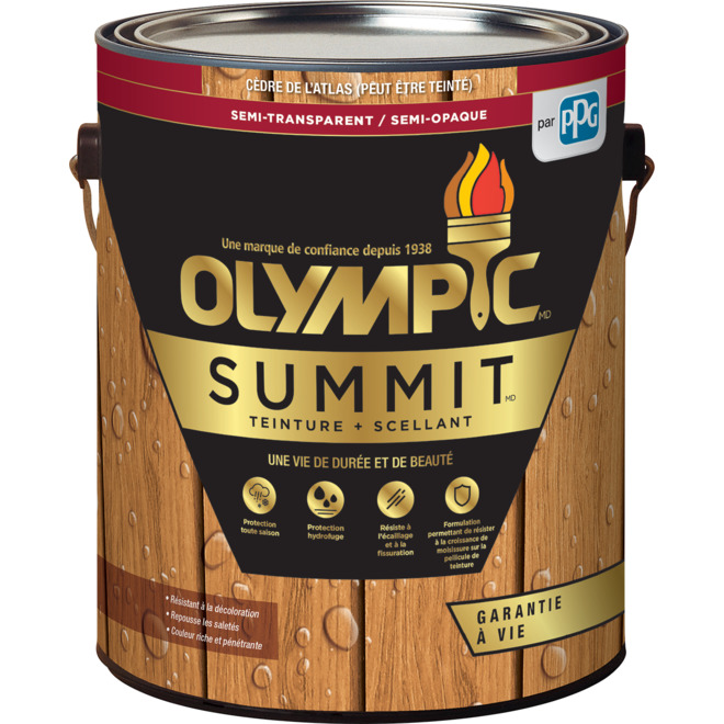 Teinture + scellant Olympic Summit, semi-transparent, cèdre de l'atlas, 3,78 L