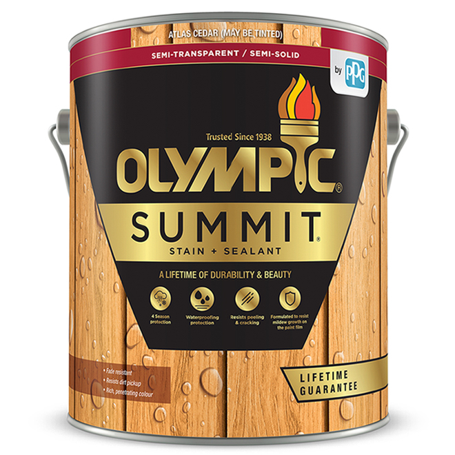 Olympic Summit Semi Transparent Exterior Stain And Sealant Cedar 3 78 L Rona