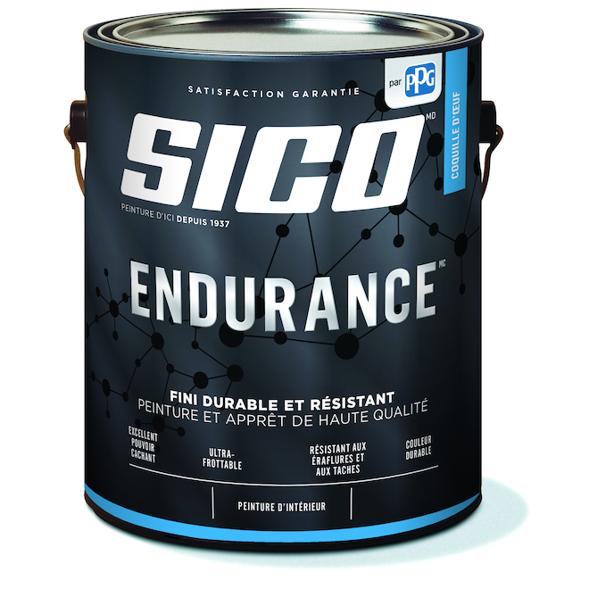 Peinture teintable multicolore Sico Endurance, base moyenne, coquille d'oeuf (contenu net réel : 127,82 onces liquides)