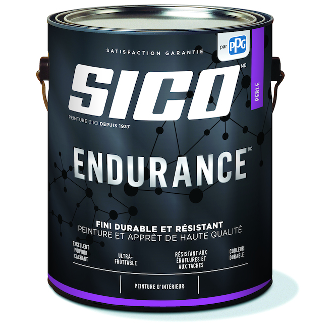 Peinture et apprêt d'intérieur SICO Endurance 100 % acrylique base moyenne à teinter fini perle, 3,78 L