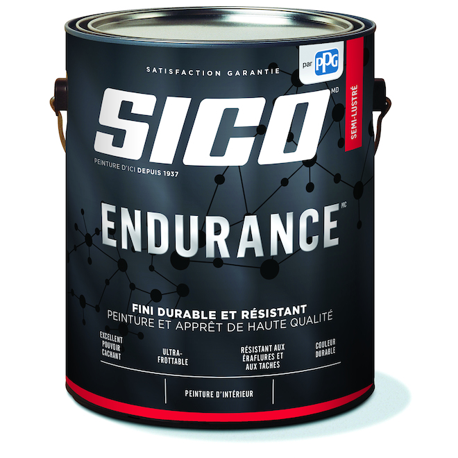 Peinture multicolore teintable Sico Endurance, fini semi-lustré, base blanche (contenu net réel : 127,82 onces liquides)