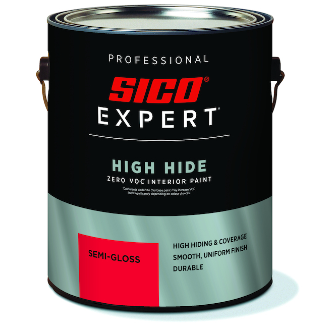 SICO Expert Zero VOC Semi-Gloss Finish White Interior Tintable Professional Acrylic Paint - 3.78-L
